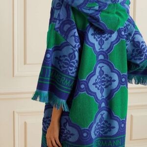 Zimmermann Vibrant Blue and Green Patterned Hooded Tunic